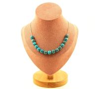 Collana 15 Perle Turchese D'Africa Del Sud 8 MM Catena IN Acciaio Collana Donna