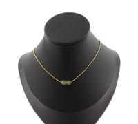 Collana 2 Perle Apatite Verde Di Madagascar. Catena IN Acciaio Dorato da Donna