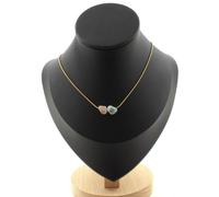 Collana 2 Perle Berillo Morganite Del Brasile Catena IN Acciaio Dorato Donne