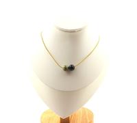 Collana 2 Perle Crisocolla Di Namibia Qualità 7A 8 Mm. Catena IN da Donna