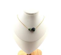 Collana 2 Perle Crisocolla Di USA Catena IN Acciaio Dorato Inossidabile F