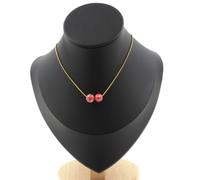 Collana 2 Perle Diaspro Verde Rosso 8 Mm. Catena IN Acciaio Dorato Donne, Ho