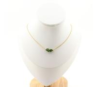 Collana 2 Perle Diopside Del Brasile Catena IN Acciaio Dorato Inossidabile Fe