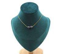 Collana 2 Perle Ematite 8 Mm. Catena IN Acciaio Dorato Inossidabile Donne