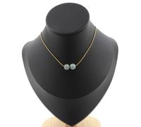 Collana 2 Perle Giada 8 Mm. Catena IN Acciaio Dorato Inossidabile Donne, Hom