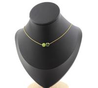 Collana 2 Perle Giada Nefrite Di Xiuyan Chine. Catena IN Acciaio Dorato Fe