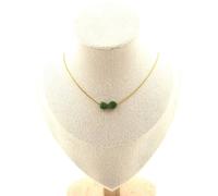 Collana 2 Perle Giada Nefrite Siberiano (Russia) . Catena IN Acciaio Collana Fem