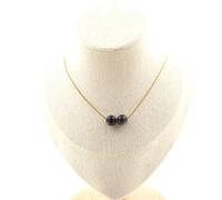 Collana 2 Perle Labradorite 8 Mm. Catena IN Acciaio Dorato Inossidabile da Donna