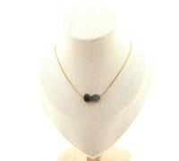 Collana 2 Perle Labradorite Di Finlande. Catena IN Acciaio Dorato Collana Donne