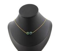 Collana 2 Perle Mica Verde Di Tanzania Qualità 5A 8 Mm. Catena In Collana Donna
