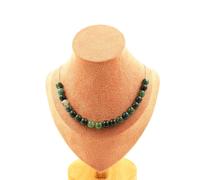 Collana 20 Perle Agata Schiuma 8 Mm. Catena IN Acciaio Inossidabile Donne