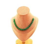 Collana 20 Perle Agata Verde 8 Mm. Catena IN Acciaio Inossidabile Collana Donne