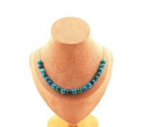 Collana 20 Perle Apatite 8 Mm. Catena IN Acciaio Inossidabile Donne, Uomo
