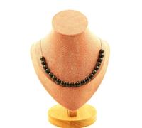 Pietre E Minéraux. Collana 20 Perle Bronzite 8 Mm. Catena IN Acciaio Inox