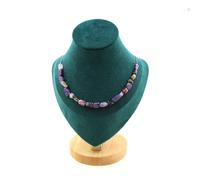 Collana 20 Perle Charoite Di Russia Catena IN Acciaio Inossidabile Collana Donne