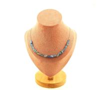Collana 20 Perle Cianite Blu Del Brasile Catena IN Acciaio Inossidabile Fe