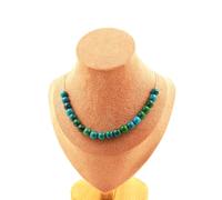 Collana 20 Perle Crisocolla Colorata 8 Mm. Catena IN Acciaio Inossidabile