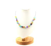 Collana 20 Perle Di Ambra Vera Del Mare Baltico + Ametista Del Collier Fem