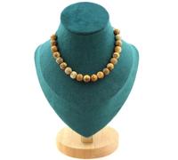 Collana 20 Perle Diaspro Paesaggio 8 Mm. Catena IN Acciaio Inossidabile Donne