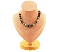 Collana 20 Perle Diaspro Sangue Di Dragone 8 Mm. Catena IN Acciaio Donne, Ho