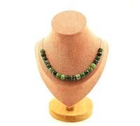 Collana 20 Perle Epidoto Australia 8 Mm. Catena IN Acciaio Inossidabile Collana