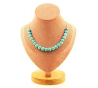 Collana 20 Perle Howlite Turchese 8 MM Catena IN Acciaio Inossidabile Fem