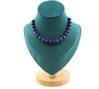 Collana 20 Perle Lapislazzuli 8 Mm. Catena IN Acciaio Inossidabile Collana Donne