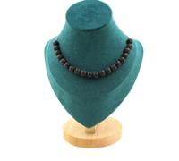 Collana 20 Perle Lava 8 Mm. Catena IN Acciaio Inossidabile Collana Donne, Uomini