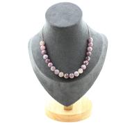 Collana 20 Perle Mica Viola Di Tanzania 8 Mm. Catena In Acciaio Collana Donne