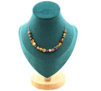 Collana 20 Perle Mookaite D'Australie. Catena IN Acciaio Inossidabile da Donna