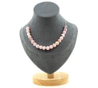Collana 20 Perle Opale Rosa 8 Mm. Catena IN Acciaio Inossidabile Donne, H