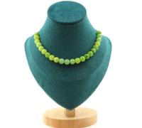 Collana 20 Perle Peridoto 8 MM Catena IN Acciaio Inossidabile Donne, Uomo
