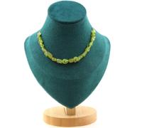 Collana 20 Perle Peridoto Di Myanmar (Birmania) Catena IN Acciaio Collana Donne