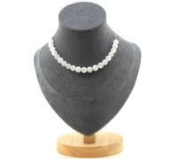 Collana 20 Perle Pietra di Luna Del Sri Lanka 8 MM Catena IN Acciaio da Donna
