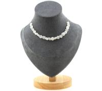 Collana 20 Perle Pietra di Luna India Catena IN Acciaio Inossidabile da Donna