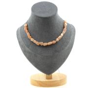Collana 20 Perle Pietra Di Sole Della Tanzania. Catena In Acciaio Collana Donne