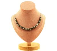 Collana 20 Perle Pirite Spagna 8 Mm. Catena IN Acciaio Inossidabile Collana Fem