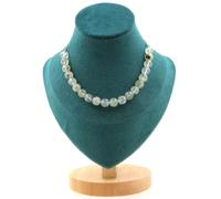 Collana 20 Perle Prehnite D'Africa 8 MM Catena IN Acciaio Inossidabile Fe