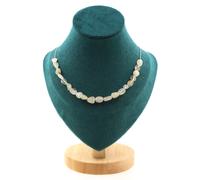 Collana 20 Perle Quarzo A Rutilato Dorato Del Brasile Catena IN Acciaio Donne