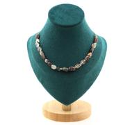 Collana 20 Perle Quarzo Fantasma Verde Del Brasile Catena IN Acciaio Donne