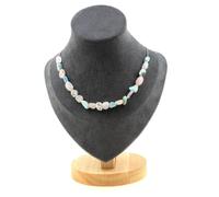 Collana 20 Perle Quarzo Rosa Del Brasile + Pietra Larimar Repubblica Donne