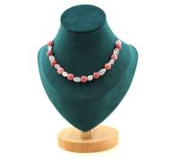 Collana 20 Perle Quarzo Rosa Del Brasile + Rhodonite 8 MM Catena IN da Donna
