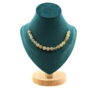 Collana 20 Perle Quarzo Rutilato 8 MM Catena IN Acciaio Inossidabile Donne