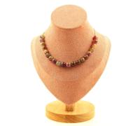 Collana 20 Perle Tormalina Bicolore 8 MM Catena IN Acciaio Inossidabile F