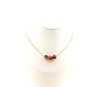 Collana 3 Perle Agata Sogno 8 Mm. Catena IN Acciaio Dorato Inossidabile Fe