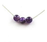 Collana 3 Perle Ametista 8 MM Catena IN Acciaio Inossidabile