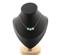 Collana 3 Perle Angelite 8 Mm. Catena IN Acciaio Dorato Inossidabile Donne