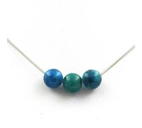Collana 3 Perle Apatite 8 MM Catena IN Acciaio Inossidabile