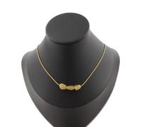 Collana 3 Perle Apatite Giallo Di Madagascar. Catena IN Acciaio Dorato da Donna