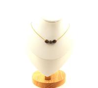 Collana 3 Perle Bronzite Del Brasile Catena IN Acciaio Dorato Inossidabile Fe